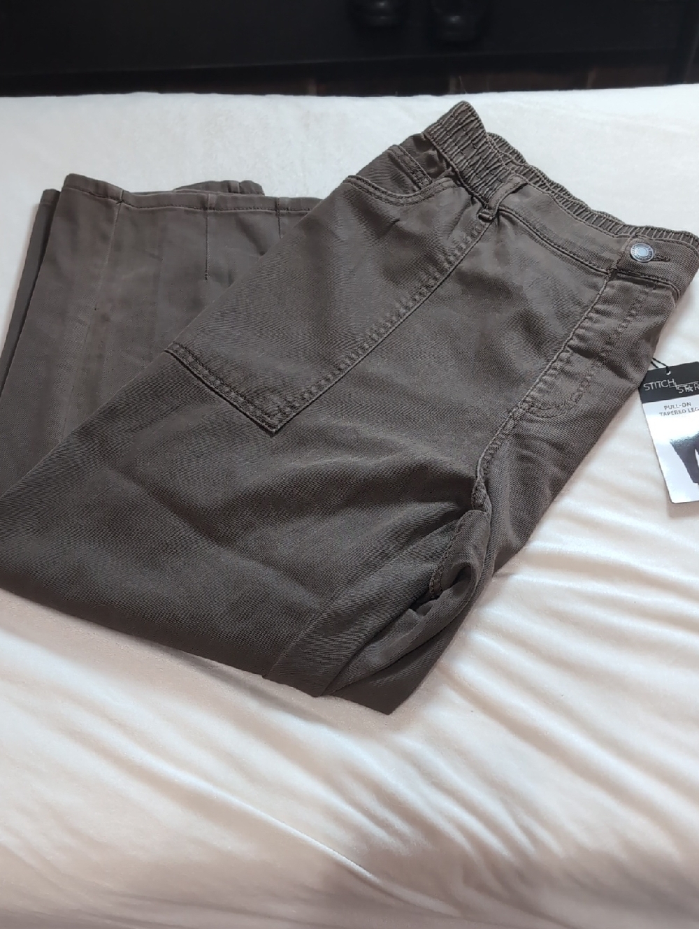 NWT Women's Size 2X Stich Star Brown Pull On Tapered Leg High Rise Ankle Pants